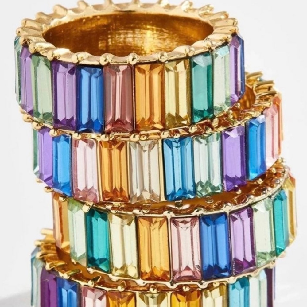 Lot of‎ 3 NWT SugarFix by BaubleBar Rainbow Ring Size 7
